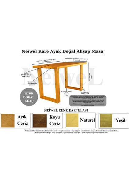 Loen Doğal Ahşap Mutfak ve Yemek MASASI-70-100