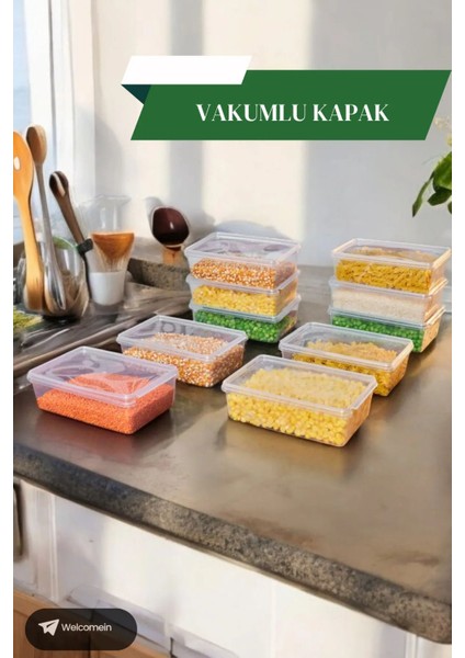 15 Adet 2 Lt. Kendinden Kapaklı Derin Dondurucuya Uygun Buzluk Saklama Kabı Düzenleyici (2000 Ml)