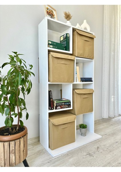 Bej Kapaklı Dolap Içi Çamaşır Oyuncak Düzenleyici Katlanır Saklama Kutusu 30 x 30 x 30 cm