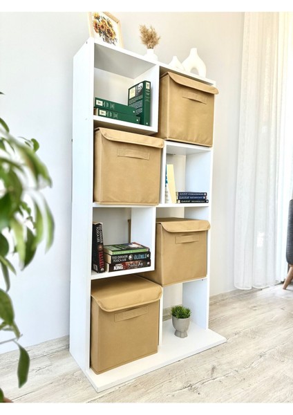 Bej Kapaklı Dolap Içi Çamaşır Oyuncak Düzenleyici Katlanır Saklama Kutusu 30 x 30 x 30 cm