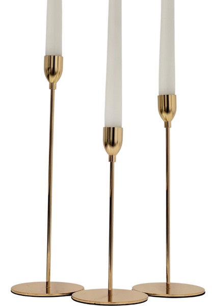 gold metal 3'lü şamdan modelleri