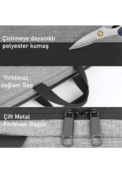 Gri Organizer 13-14-15,6-16,1 Inç Omuz Askılı Notebook Bilgisayar Çantası