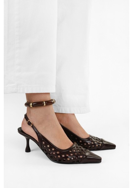 Kadın Jade Acı Kahve Cilt Stiletto