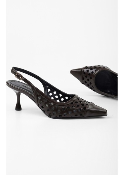 Kadın Jade Acı Kahve Cilt Stiletto fırsatları