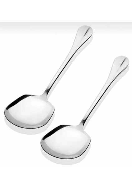 2'li Paslanmaz Çelik Sunum Kaşıkları, 21 cm, şık ve dayanıklı metal set