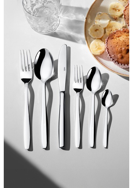 12 kişilik 72 parçalı çelik yemek seti, şık ve dayanıklı tasarım