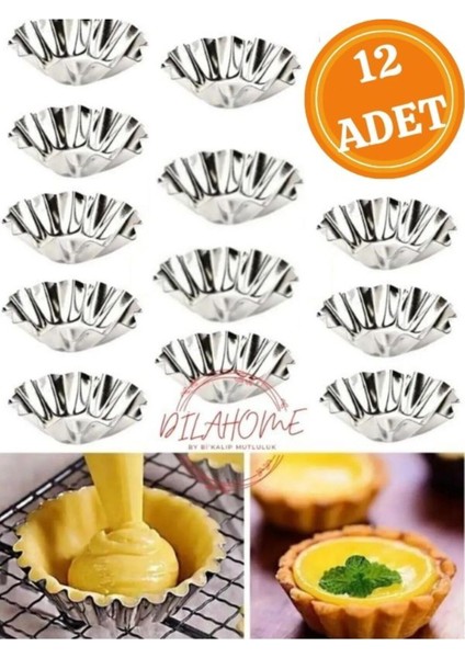 12 Adet Dilahome Paslanmaz Mini Kek Kalıbı, Cupcake, Tart, Tartolet, Brownie, Topkek, Muffin Kalıbı