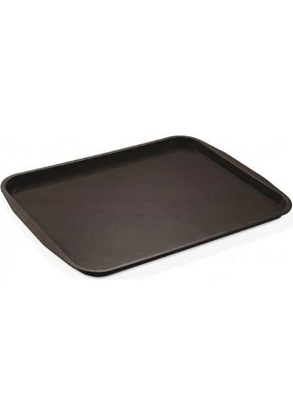 10 Adet Siyah Midi Boy Plastik Servis Tepsisi Kırılmaz Lokanta Büfe Fast Food Kullanım (44X32 Cm)