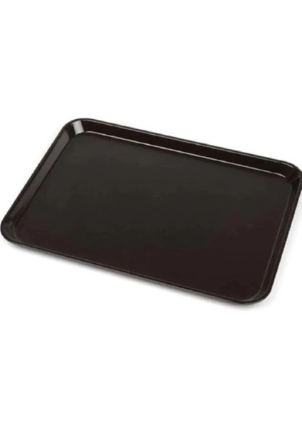 10 Adet Siyah Midi Boy Plastik Servis Tepsisi Kırılmaz Lokanta Büfe Fast Food Kullanım (44X32 Cm)