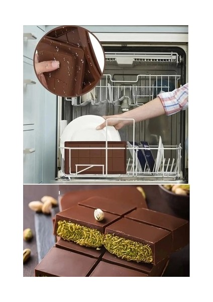 Meşhur Dubai Çikolatası Kalıbı Silikon - Büyük Tablet Çikolata Mum Kek Kalıbı Pasta Kalıbı
