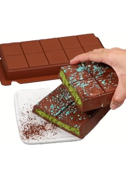 Meşhur Dubai Çikolatası Kalıbı Silikon - Büyük Tablet Çikolata Mum Kek Kalıbı Pasta Kalıbı