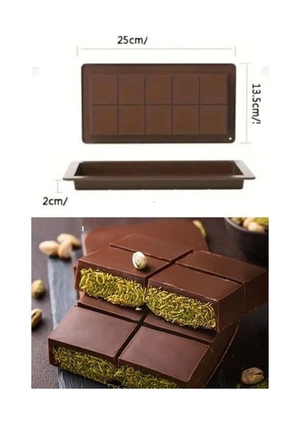 Meşhur Dubai Çikolatası Kalıbı Silikon - Büyük Tablet Çikolata Mum Kek Kalıbı Pasta Kalıbı