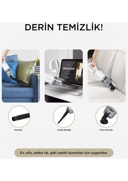 A-031 Beyaz Şarjlı Araç El Süpürgesi El