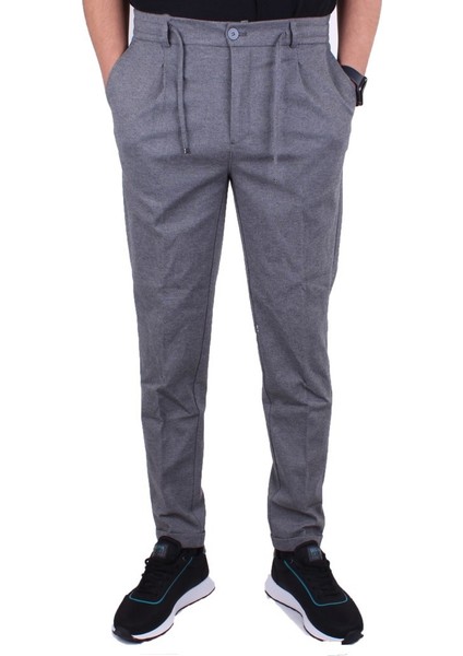 DMG23-611275 Gri Normal Bel Double Paça Flota Cepli Erkek Pantolon