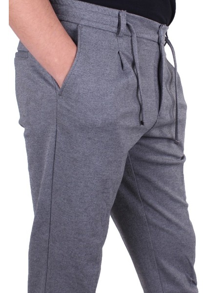 DMG23-611275 Gri Normal Bel Double Paça Flota Cepli Erkek Pantolon