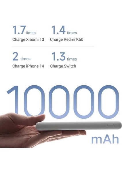 Taşınabilir Powerbank 10000 mAh 22.5W Hızlı Şarj Cihazı Alüminyum Beyaz Renk fiyatları