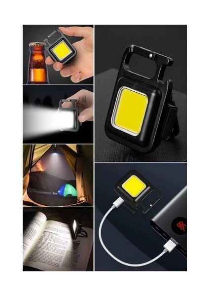 3 LED Modlu Mini Asılabilen LED Kamp Aydınlatması Güçlü El Feneri Açacaklı - Mıknatıslı