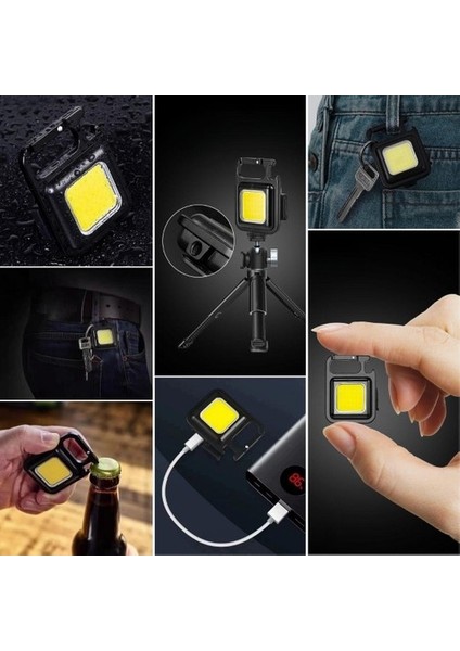 3 LED Modlu Mini Asılabilen LED Kamp Aydınlatması Güçlü El Feneri Açacaklı - Mıknatıslı