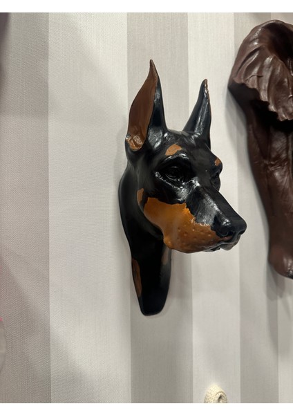 Parlak Siyah Doberman, Köpek Duvar Dekorasyon Ürünü, Dekoratif Duvar Objesi