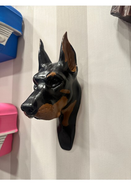 Parlak Siyah Doberman, Köpek Duvar Dekorasyon Ürünü, Dekoratif Duvar Objesi