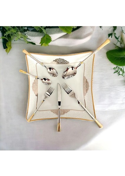 6 Kişilik Paslanmaz Çelik Bıçak ve Çatal Takımı, Gold ve Gümüş Renk Seçenekleri fiyatları