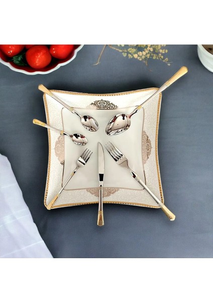 6 Kişilik Paslanmaz Çelik Bıçak ve Çatal Takımı, Gold ve Gümüş Renk Seçenekleri modelleri