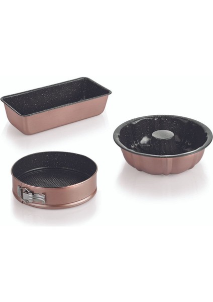 3'lü Kek Kalıbı Seti, Rose Gold, Granit, Bej, Standart, Dayanıklı ve şık tasarım fırsatları
