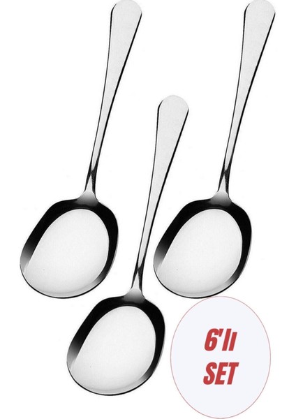 6 adet 21 cm paslanmaz çelik servis kaşığı, dayanıklı ve şık mutfak gereci