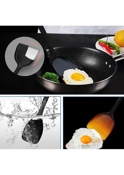 Isıya Dayanıklı 25 Parça Silikon Spatula Seti, Yanmaz ve Yapışmaz, BPA Free, Siyah
