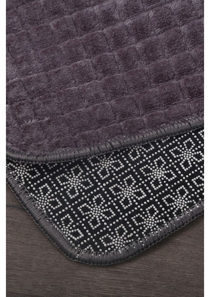 Kare Plus Antrasit Büyük Ebat (80 x 150 + 50 x 80 cm ) 2'li Banyo Paspası Yıkanabilir Klozet Takımı