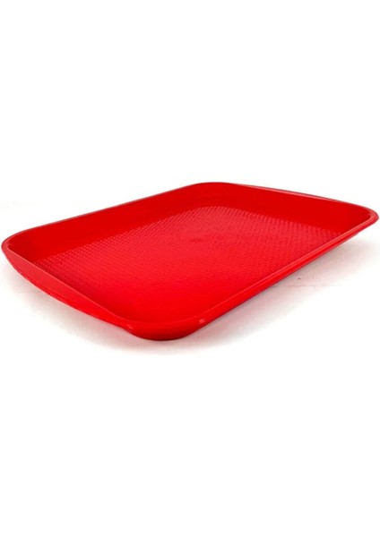 Kırmızı servis tepsisi, 26x35 cm, şık ve kullanışlı orta boy plastik tepsi