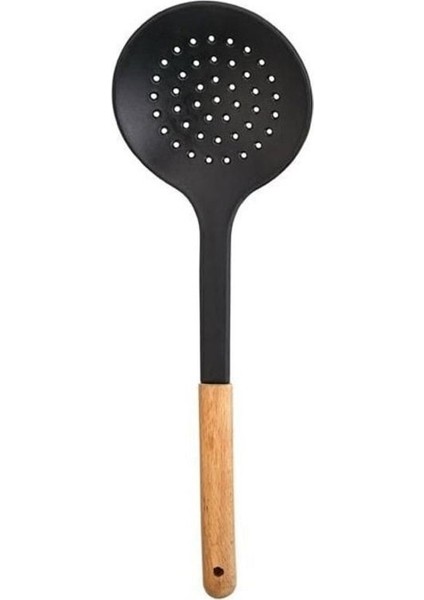 6'lı Ahşap Saplı Plastik Servis Seti, BPA Free, Siyah, Çok Amaçlı Kullanım