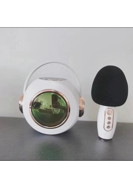 Kablosuz Bluetooth Kareoke Hoparlör Mikrofonlu Hafıza Kart Parti Dj Disko Işıkları