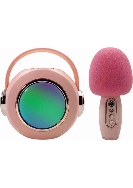 Kablosuz Bluetooth Kareoke Hoparlör Mikrofonlu Hafıza Kart Parti Dj Disko Işıkları