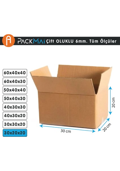 Koli 30X20X20 | 10 Adet | Küçük Eşya Ev Taşıma Kargo Kolisi Çift Oluklu fiyatları
