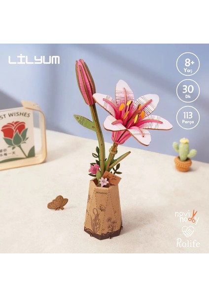 Minyatür Lilyum | Ahşap Lilyum Maketi | 3D Puzzle
