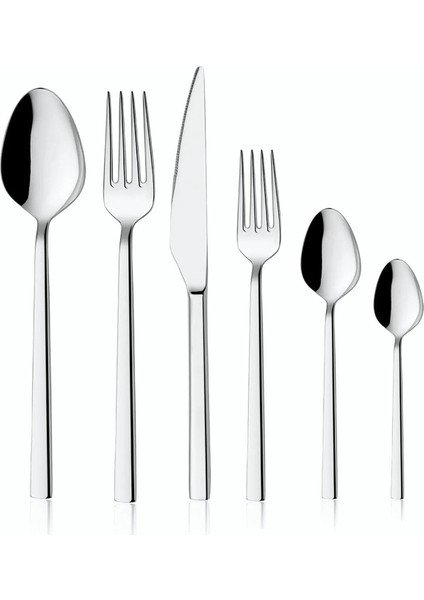 12 Kişilik Parça Çatal, Kaşık, Bıçak ve Tava Takımı Seti, Dayanıklı ve Şık Tasarım