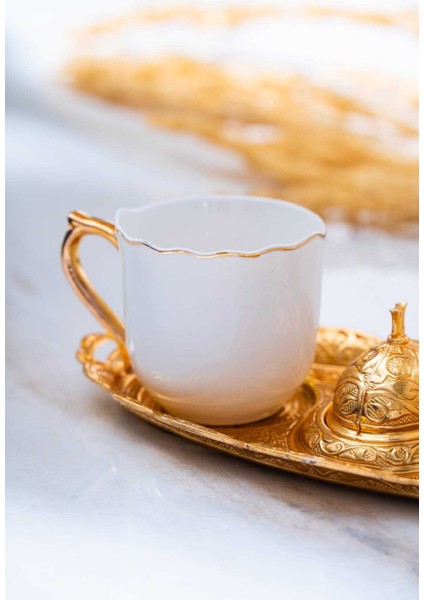 12406 Ayla 2 Kişilik Gold Tepsili Sunum Kahve Fincanı Takımı 90 ml fiyatları