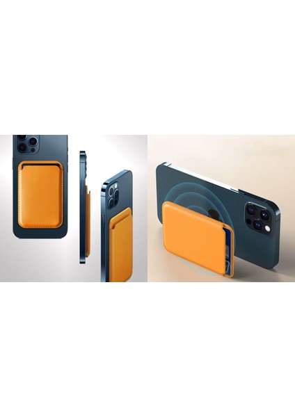 iPhone Xr Uyumlu Güçlü Manyetik Magsafe Deri Cüzdan Kartlık Deri Cüzdan