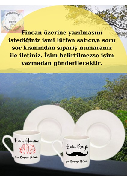Evin Beyi Evin Hanımı Kişiye Özel Türk Kahve Fincanı modelleri
