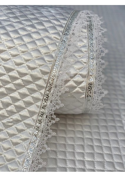 Beyaz 50 Cmx 10 mt Silver Su Taşı Detay Lüx Saten Kapitone Raf Örtüsü/çekmece Örtüsü /dolap Içi Ört
