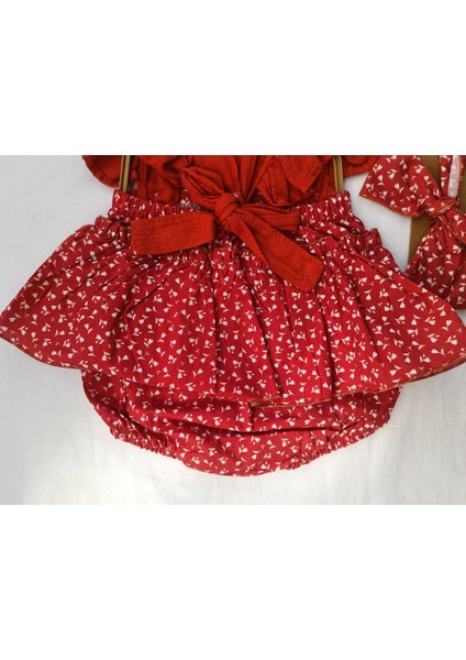 Kız Bebek Kiremit Rengi Fırfırlı Salopet Bandanalı Takım (6-9-12-18 aylık) fırsatları