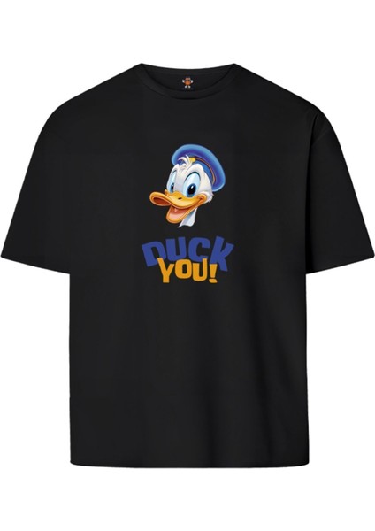 Duckyou Çift Iplik Dokumalı Rahat Kalıp PAMUK T-Shirt