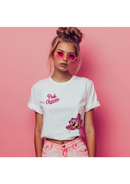 Pink Obsession Çift Iplik Dokumalı Rahat Kalıp PAMUK T-Shirt