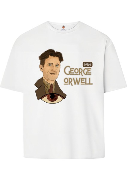 George Orwell 1984 Çift Iplik Dokumalı Rahat Kalıp PAMUK T-Shirt fiyatları