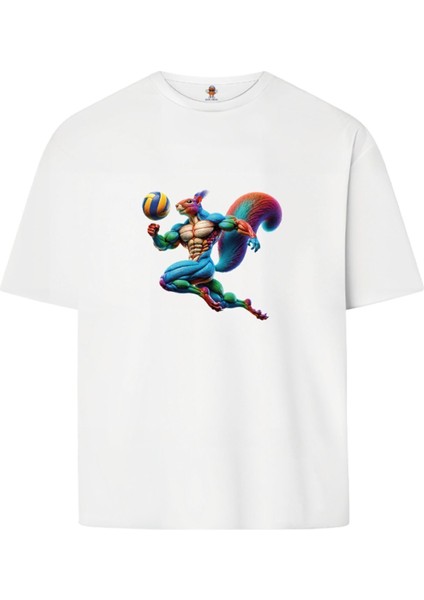 Squirrelball Minimal Çift Iplik Dokumalı Rahat Kalıp PAMUK T-Shirt fiyatları