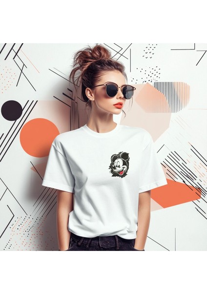 Artisticmickey Çift Iplik Dokumalı Rahat Kalıp PAMUK T-Shirt