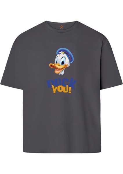 Duckyou Çift Iplik Dokumalı Rahat Kalıp PAMUK T-Shirt