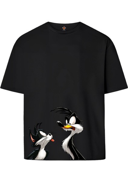 Carefree Çift Iplik Dokumalı Rahat Kalıp PAMUK T-Shirt