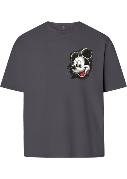 Artisticmickey Çift Iplik Dokumalı Rahat Kalıp PAMUK T-Shirt